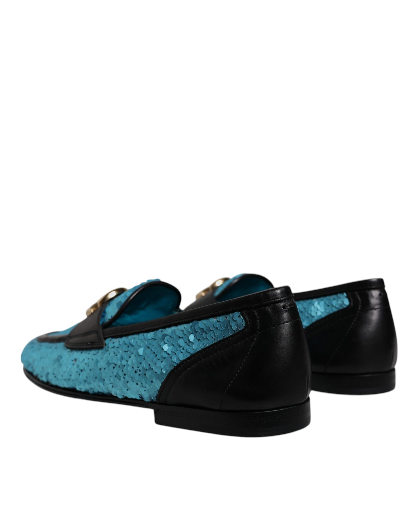 Dolce & Gabbana Blaue Pailletten Loafers Formelle Schuhe