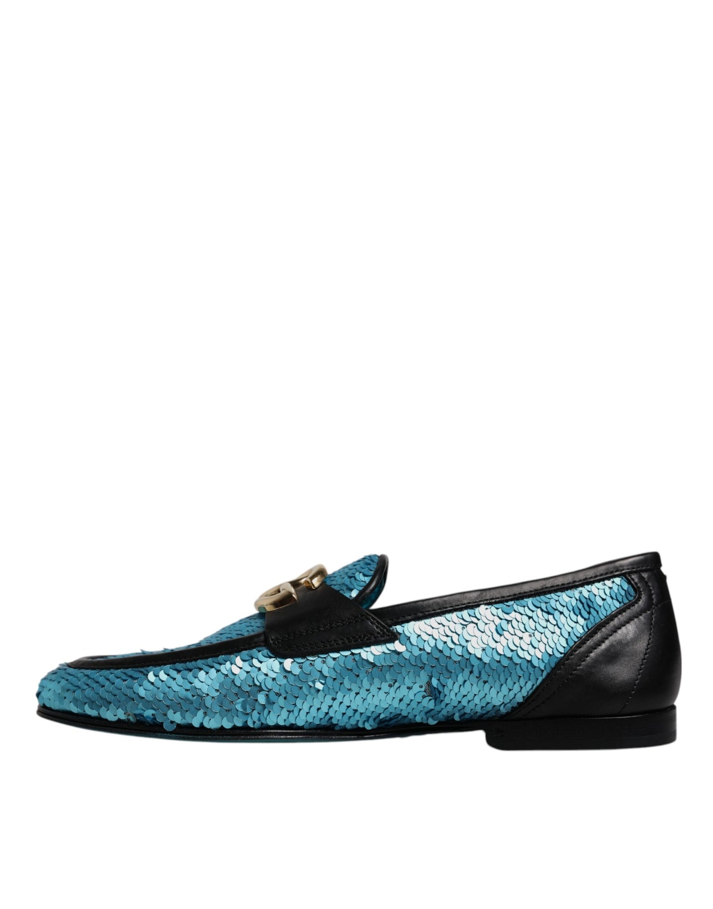 Dolce & Gabbana Blaue Pailletten Loafers Formelle Schuhe