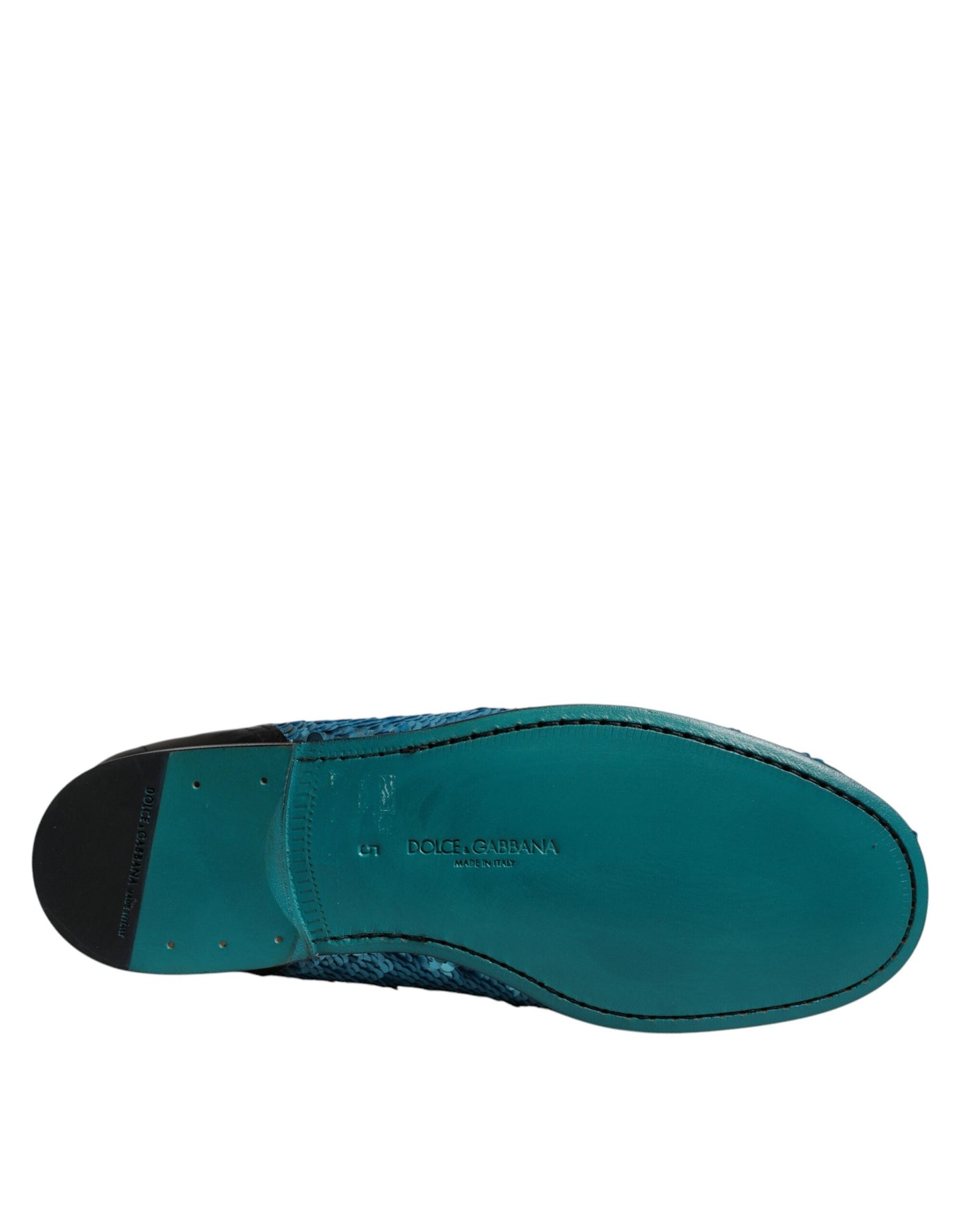 Dolce & Gabbana Blaue Pailletten Loafers Formelle Schuhe