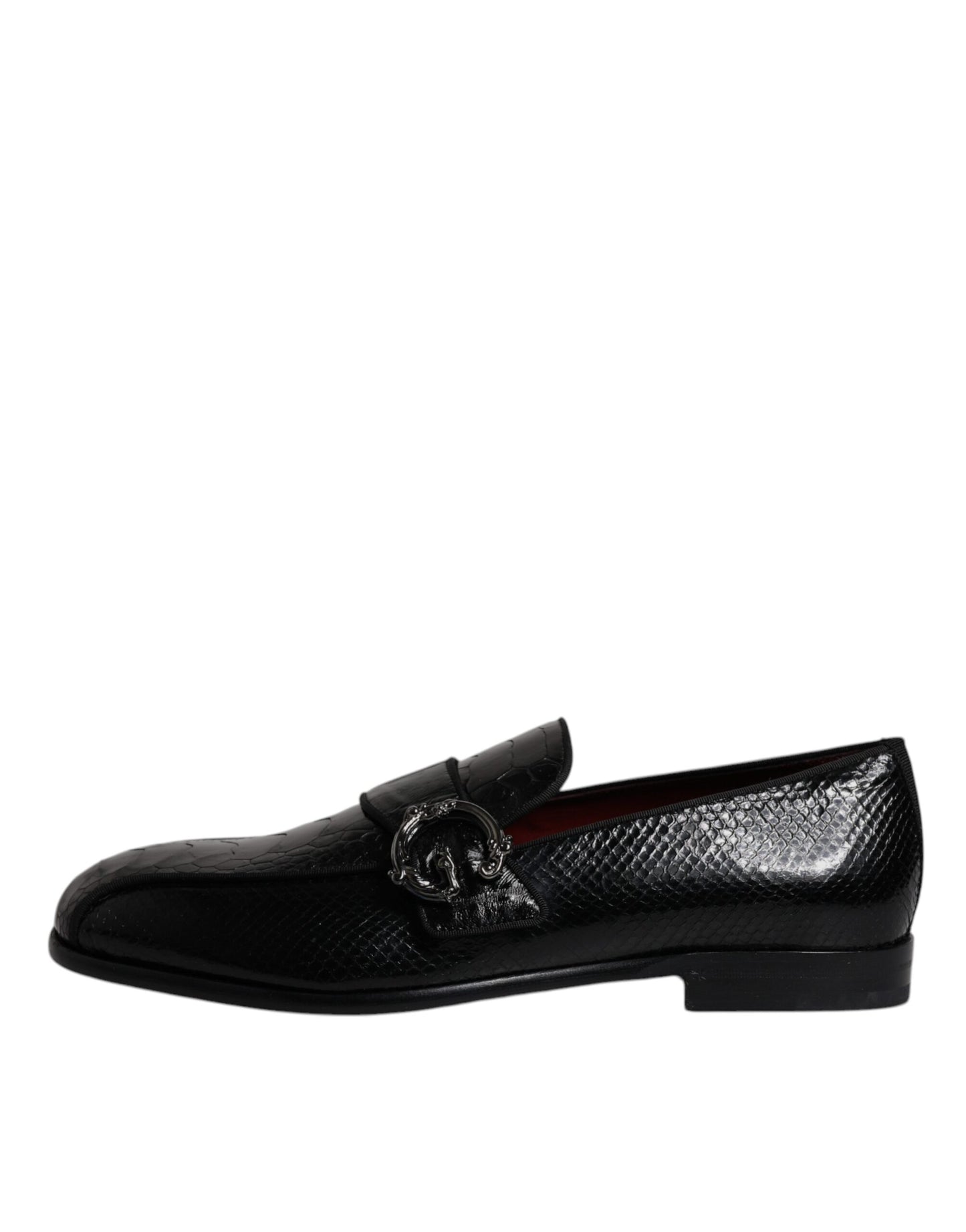 Dolce & Gabbana Schwarze Exotische Leder DG Logo Loafers Formelle Anzugschuhe