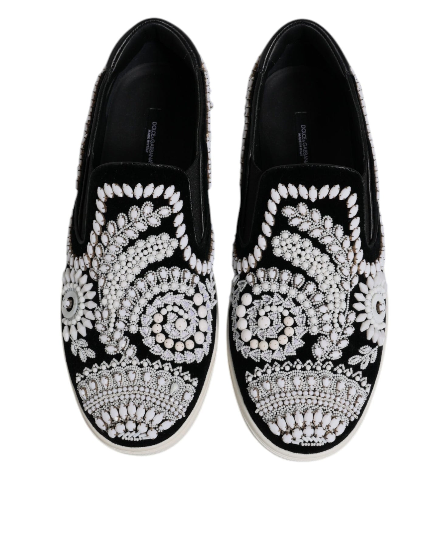 Dolce & Gabbana Schwarz verschönert London Männer Slip On Schuhe