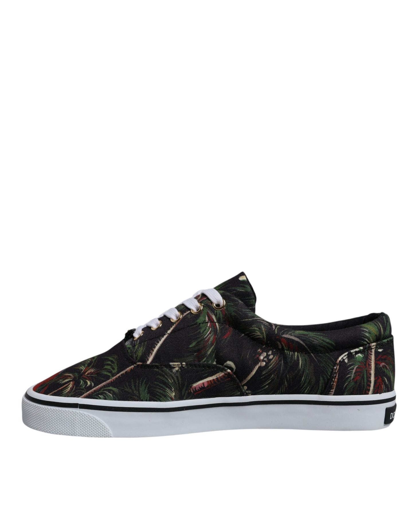 Dolce & Gabbana Schwarz Tropical Print Low Top Sneakers Schuhe
