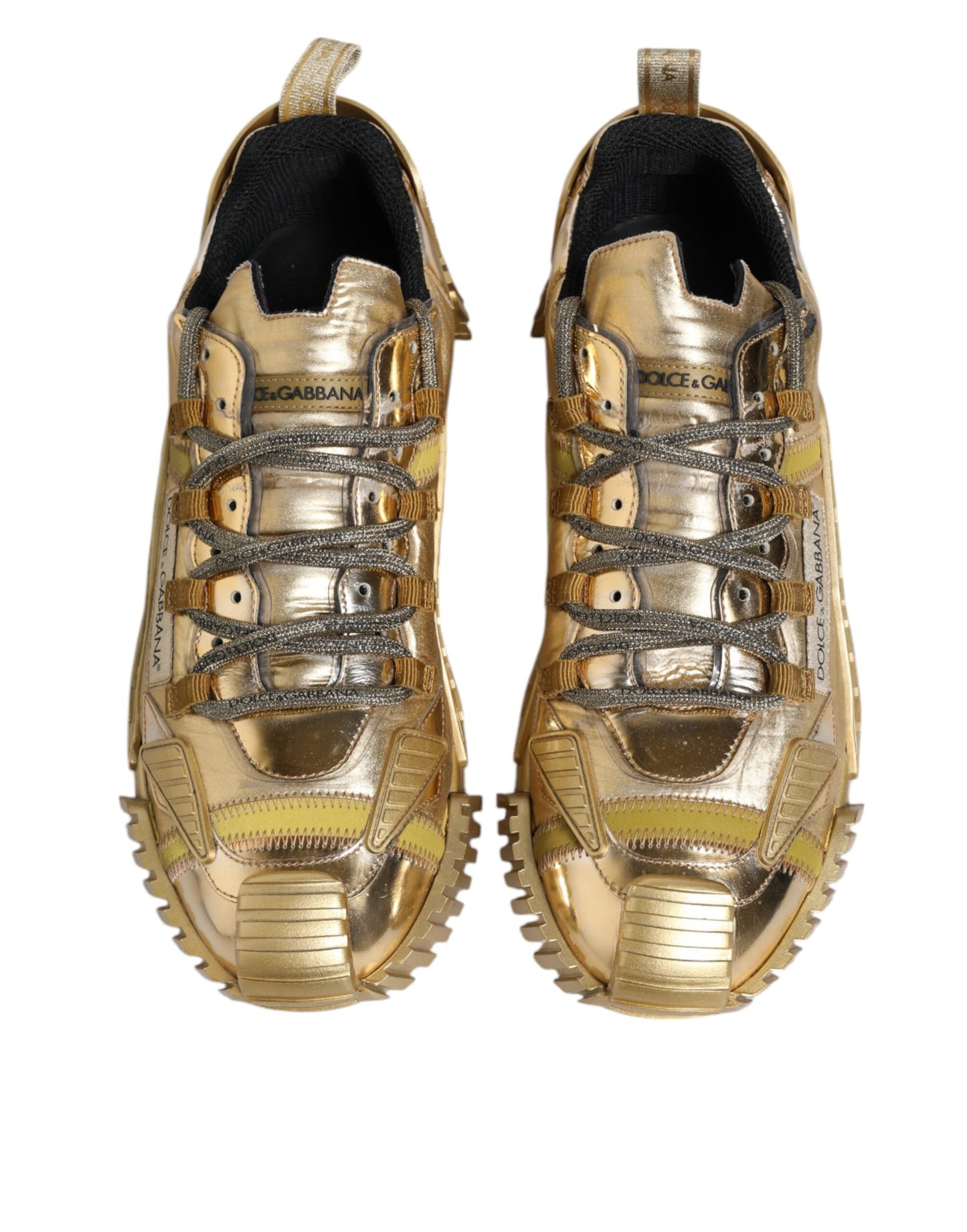 Dolce & Gabbana Gold Stretch Lace Up NS1 Turnschuhe Schuhe