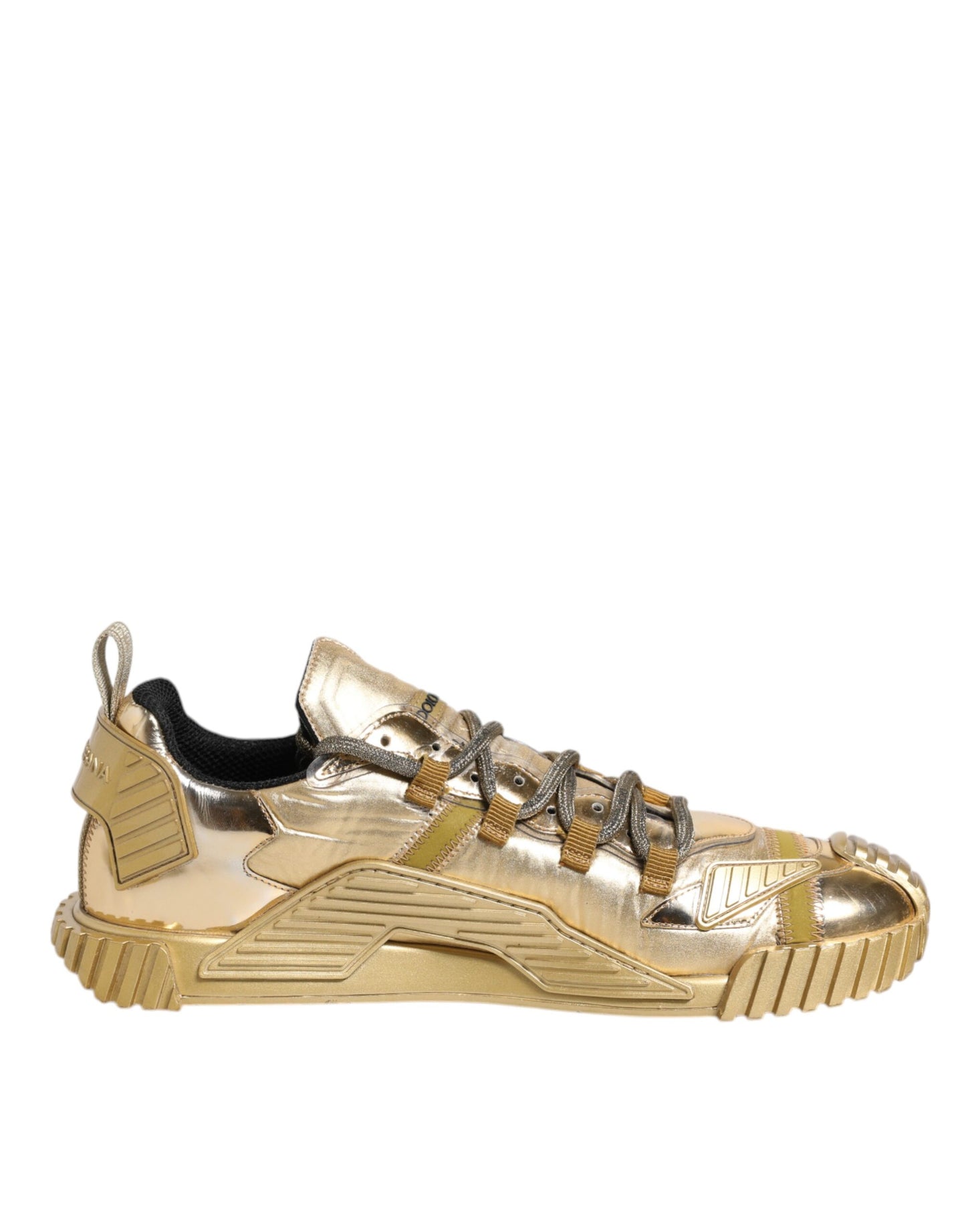 Dolce & Gabbana Gold Stretch Lace Up NS1 Turnschuhe Schuhe