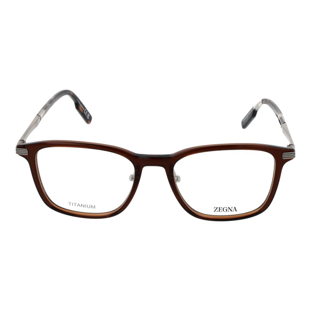 Ermenegildo Zegna Braune Kunststoff- & Titan-Brille (Gestelle)