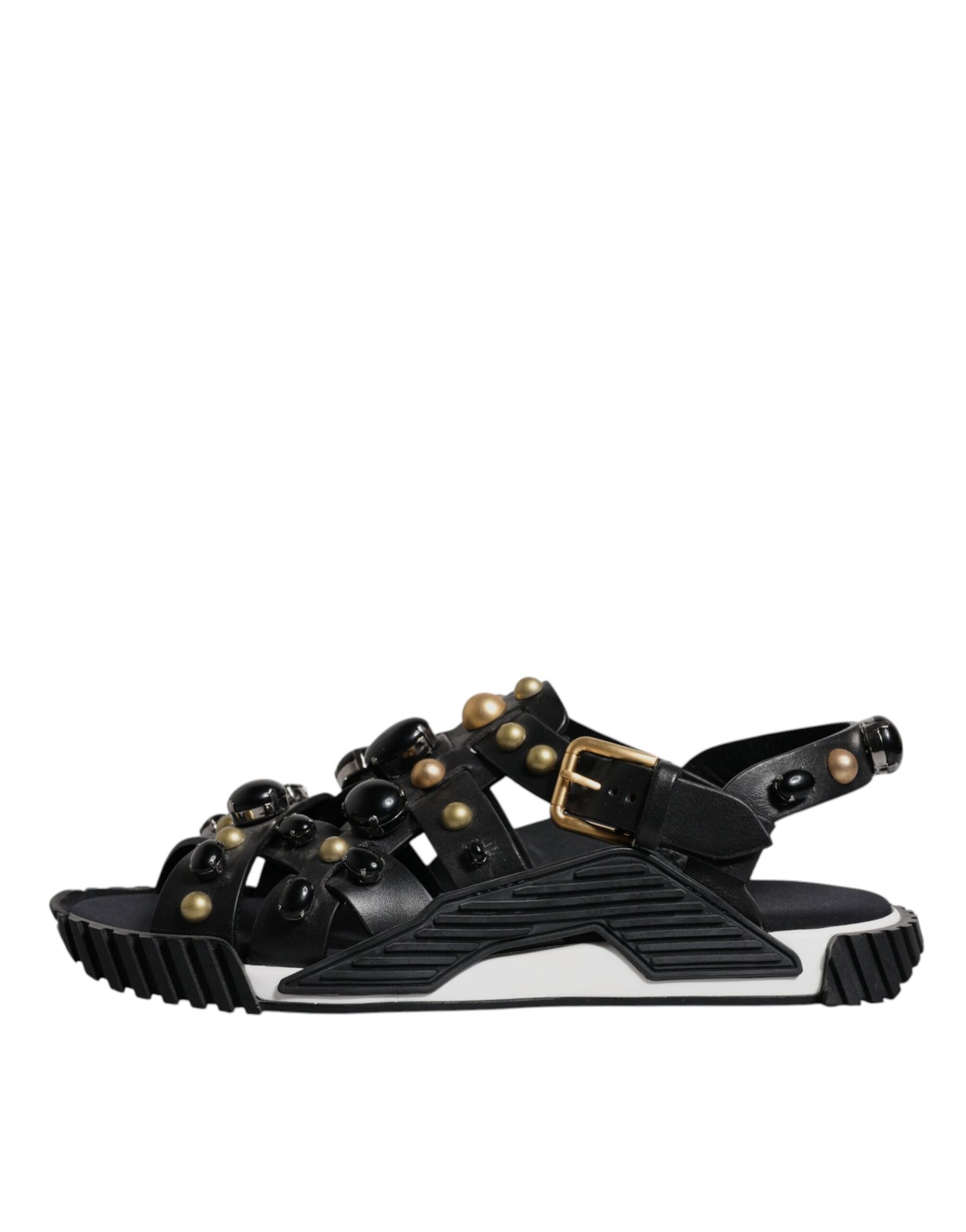 Dolce & Gabbana Schwarze Leder Nieten-Sandalen Schuhe