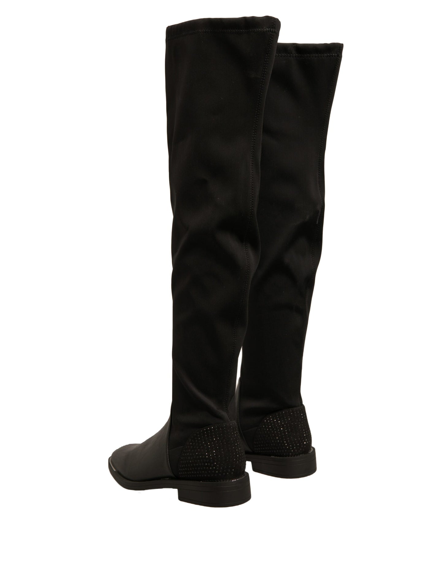 MY TWIN Schwarz Leder Wildleder Flats Hohe Stiefel Schuhe