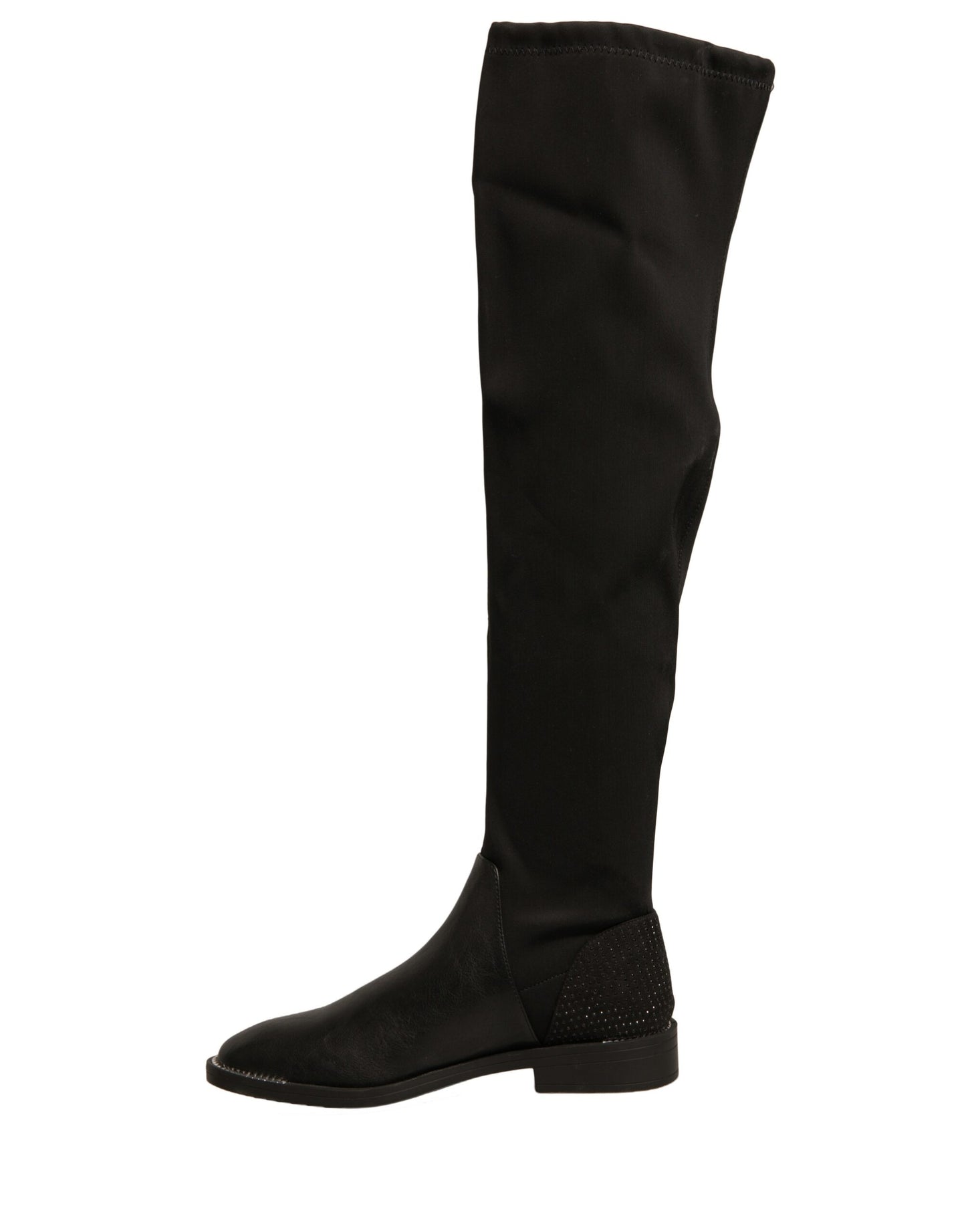 MY TWIN Schwarz Leder Wildleder Flats Hohe Stiefel Schuhe