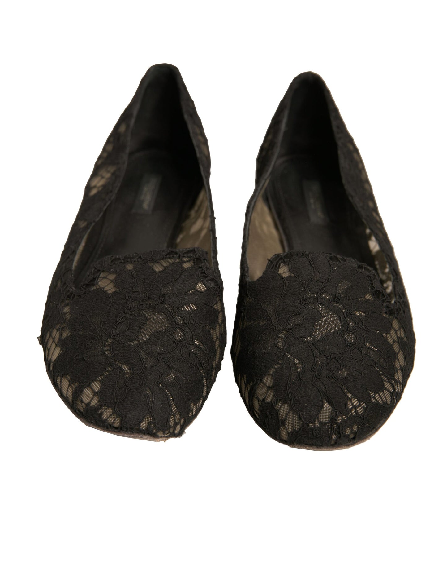 Dolce & Gabbana Schwarz Taormina Spitze Slip On Flats Schuhe