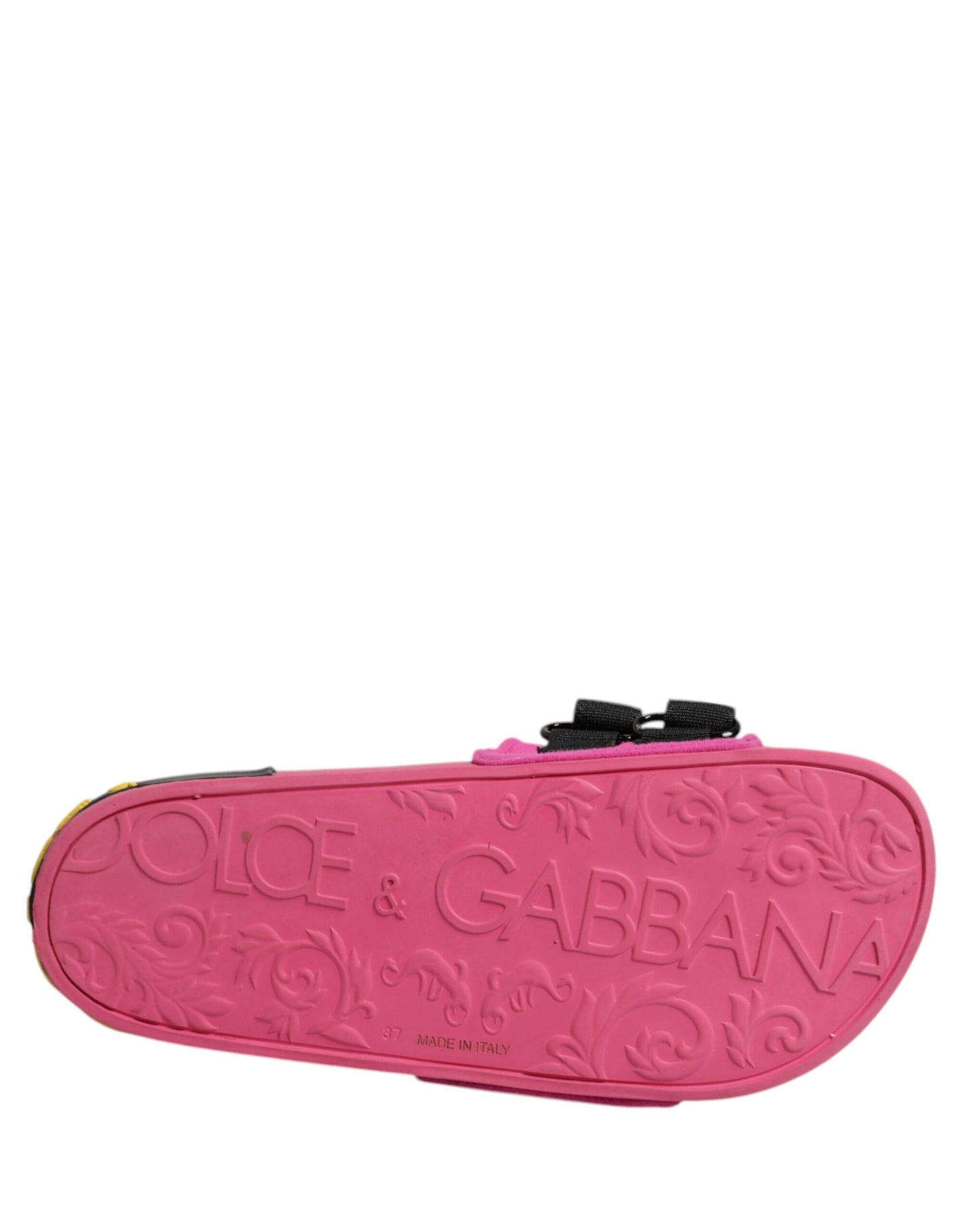 Dolce & Gabbana Fuchsia Neopren Rutschen Flats Beachwear Schuhe