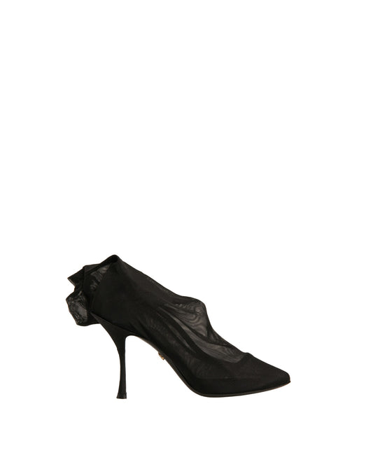 Dolce & Gabbana Schwarz Seide Mesh Socke Stil Heels Stiefel Schuhe
