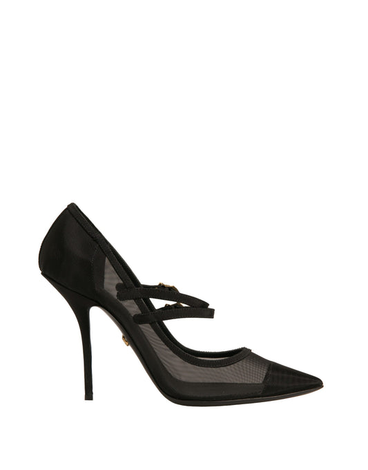 Dolce & Gabbana Schwarz Mesh Mary Jane High Heels Pumps Schuhe