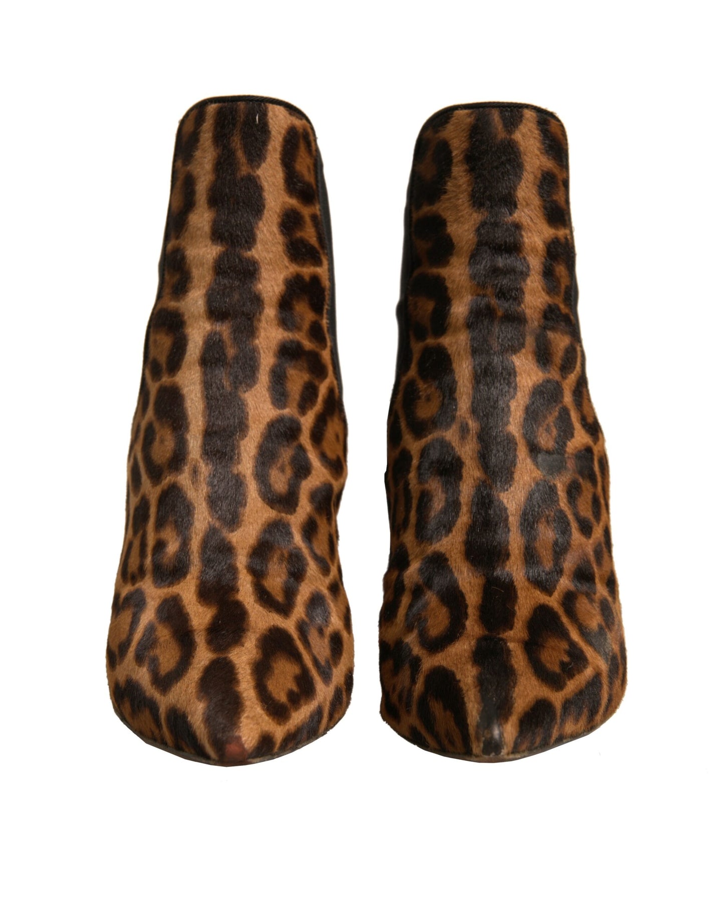 Dolce & Gabbana Braun Leopard Leder Stretch Heels Stiefel Schuhe