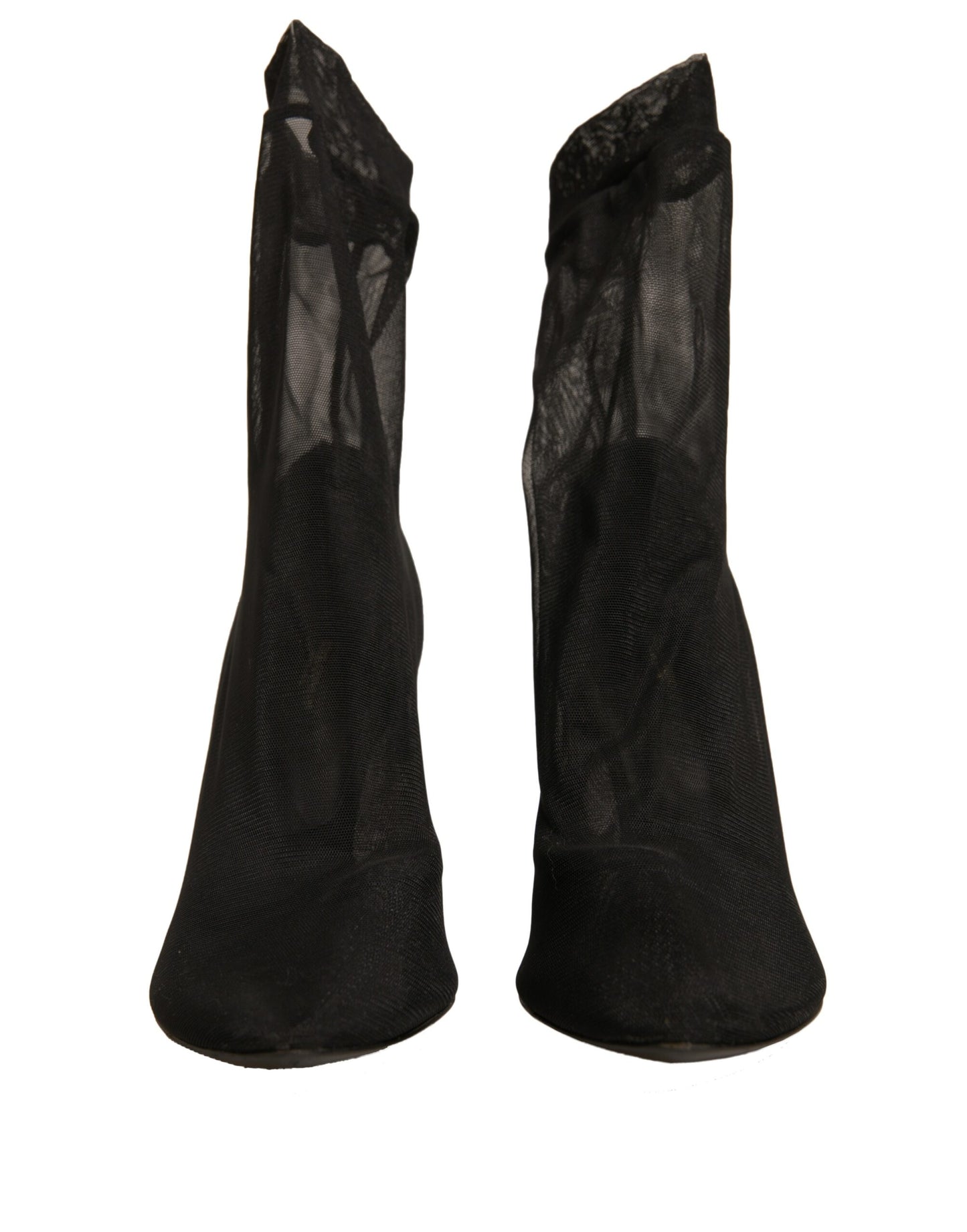 Dolce & Gabbana Schwarz Seide Mesh Socke Stil Heels Stiefel Schuhe