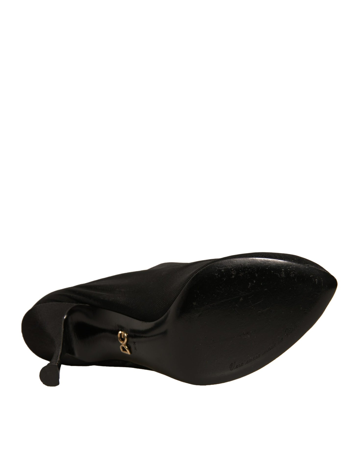Dolce & Gabbana Schwarz Seide Mesh Socke Stil Heels Stiefel Schuhe