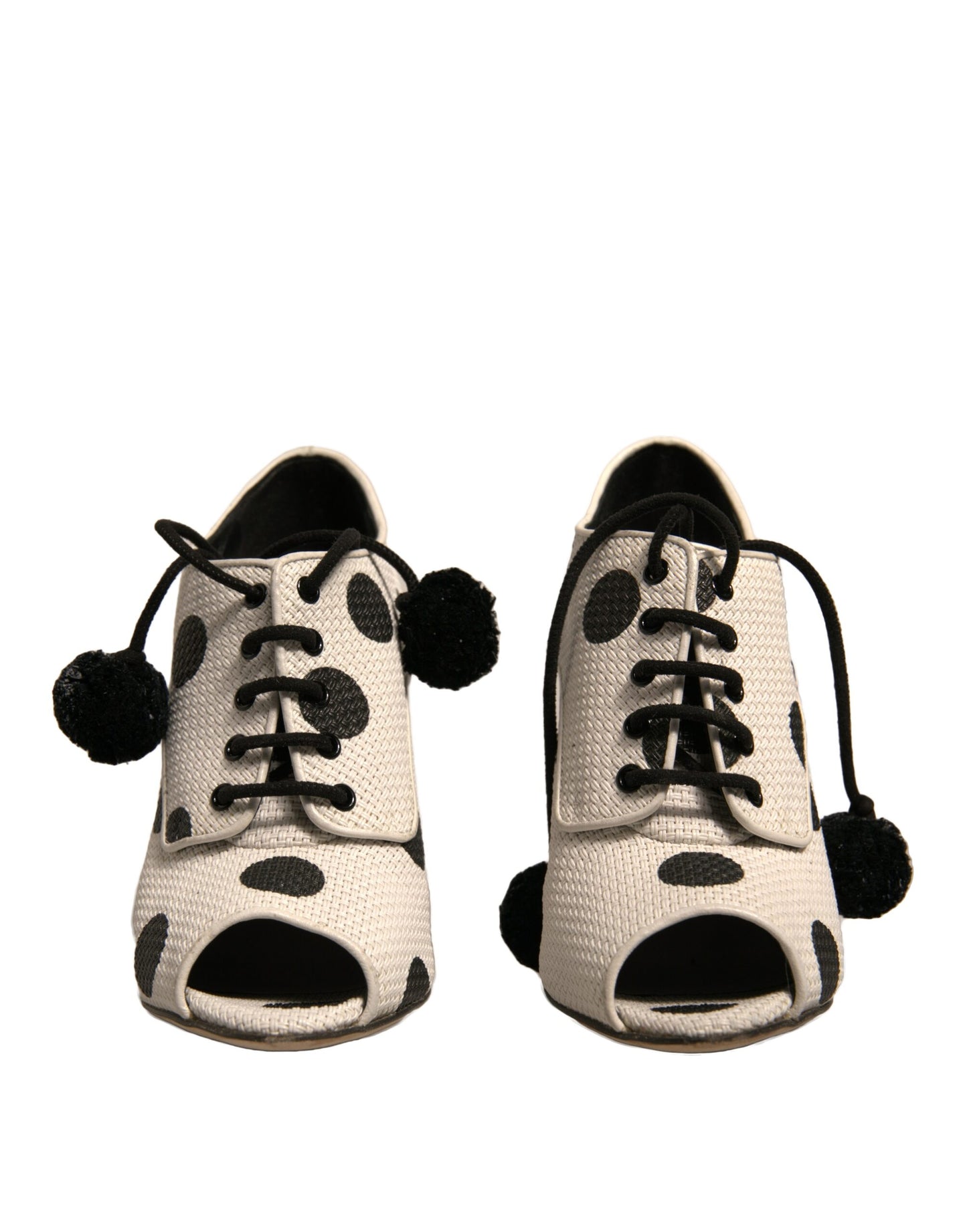 Dolce & Gabbana Weiß Schwarz Polka Dot Peep Toe Ankle Boots Schuhe