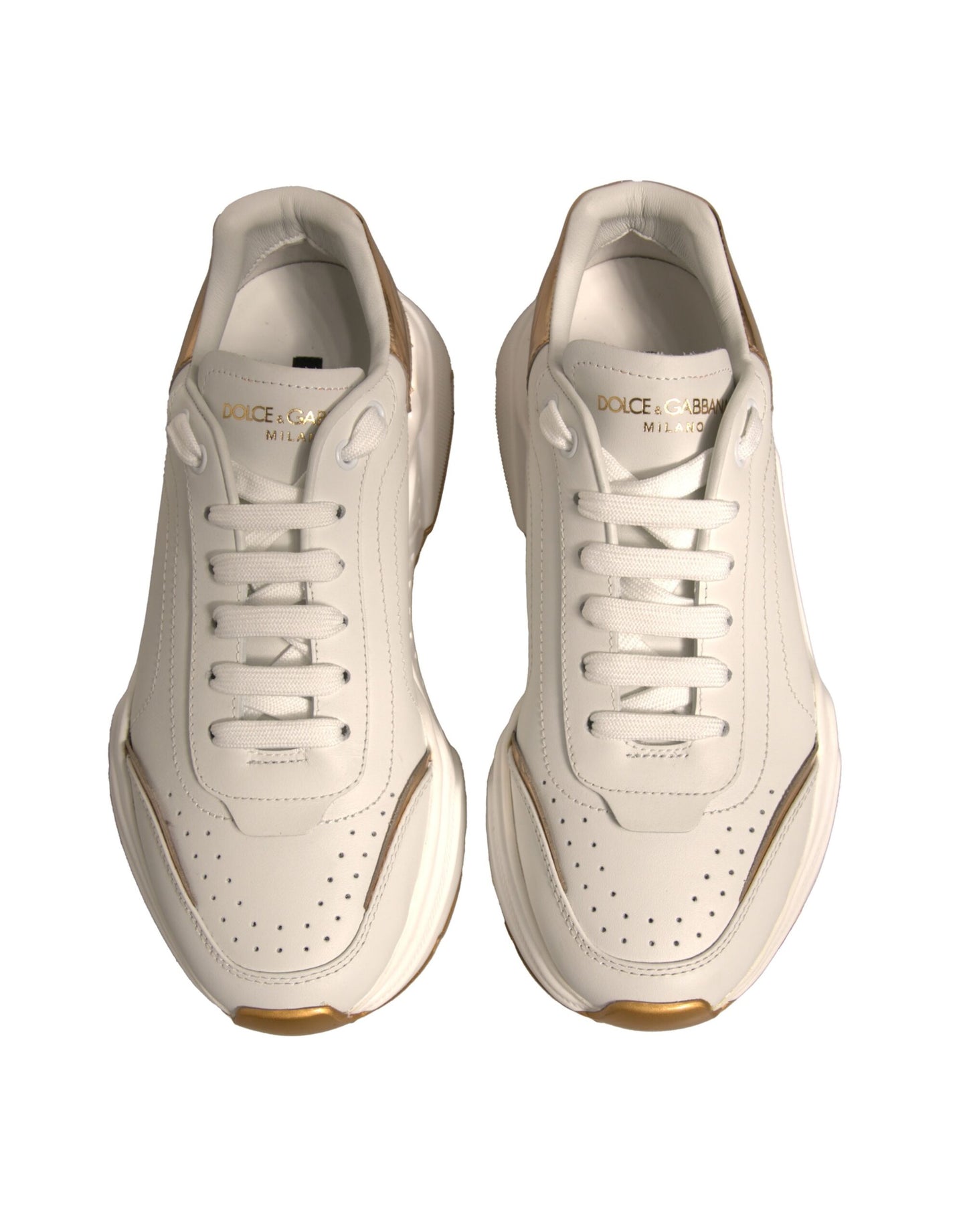 Dolce & Gabbana Weiß Gold Daymaster Low Top Turnschuhe Schuhe