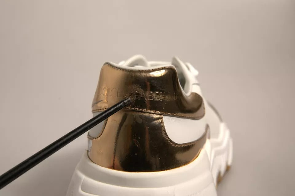 Dolce & Gabbana Weiß Gold Daymaster Low Top Turnschuhe Schuhe