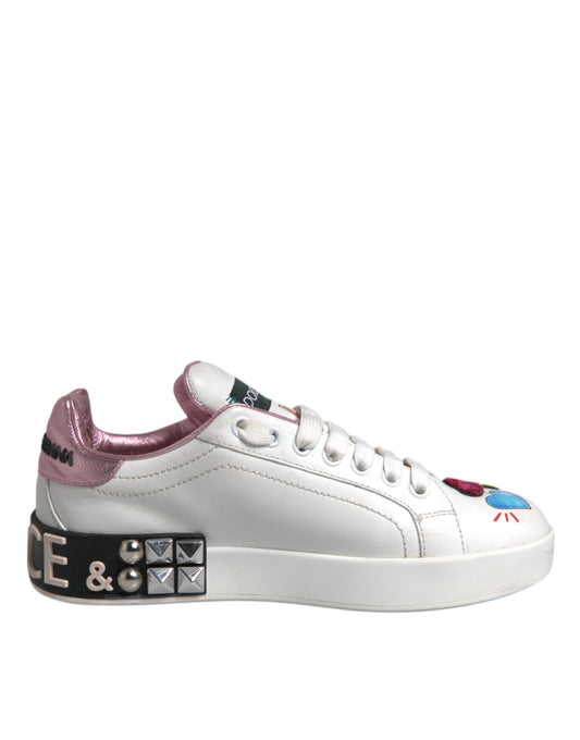 Dolce & Gabbana Weiß Pailletten Kristall Low Top Turnschuhe Schuhe
