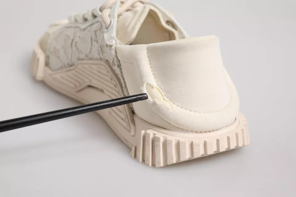 Dolce & Gabbana Weiß Spitze NS1 Low Top Sneaker Sportschuhe