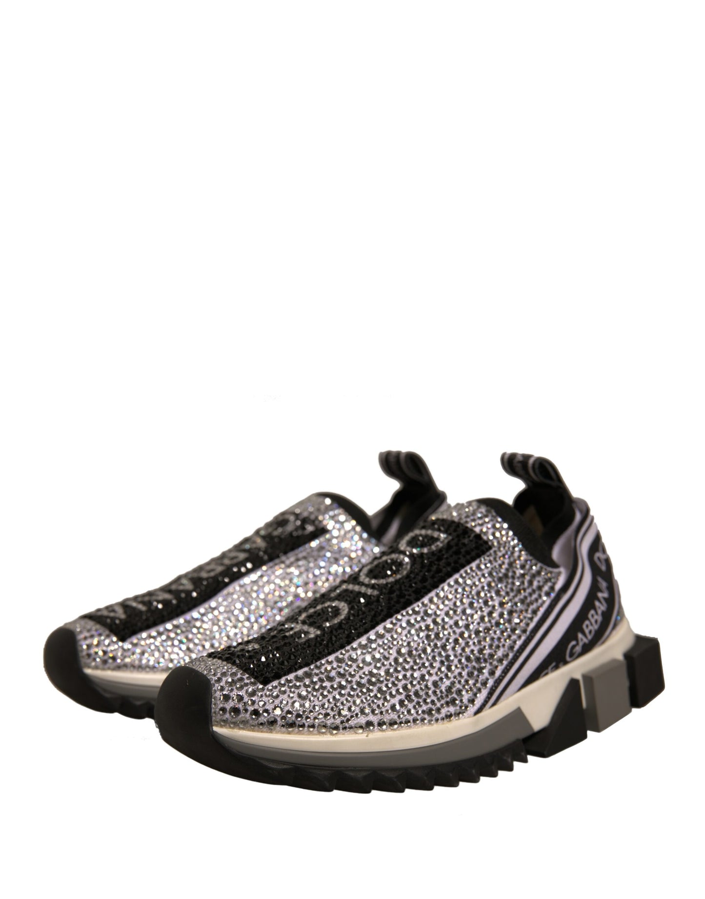 Dolce & Gabbana Silber Strass Sorrento Turnschuhe Schuhe