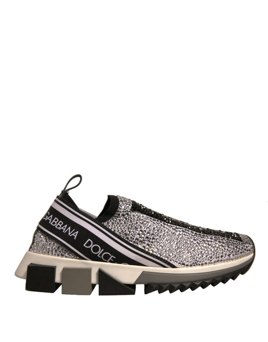 Dolce & Gabbana Silber Strass Sorrento Turnschuhe Schuhe