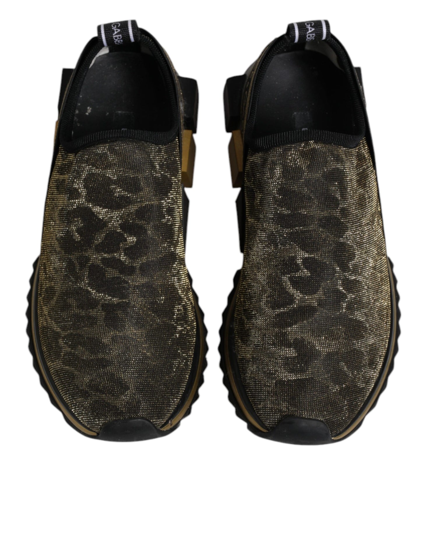 Dolce & Gabbana Gold Glitter Leopard Sorrento Sneakers Schuhe