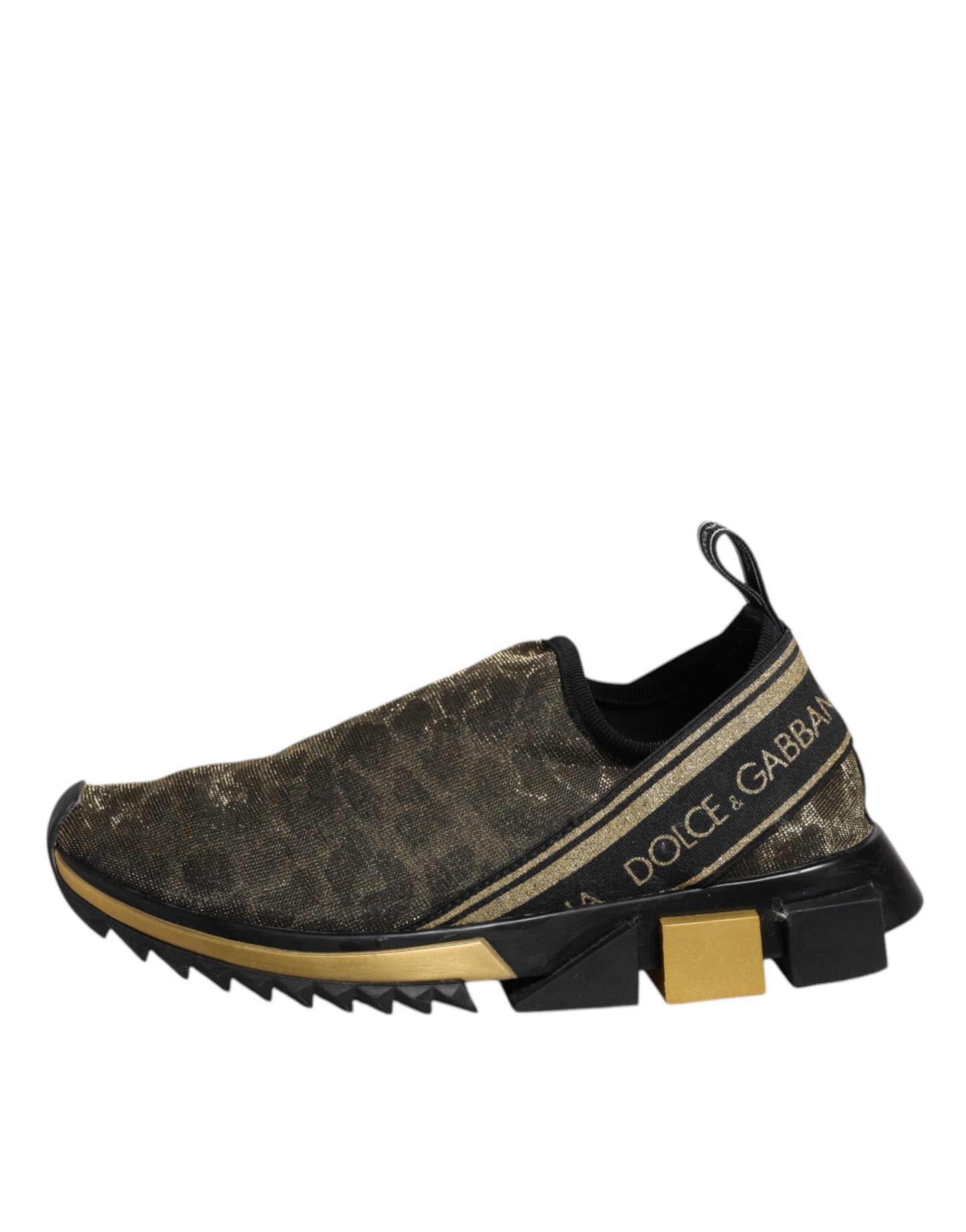Dolce & Gabbana Gold Glitter Leopard Sorrento Sneakers Schuhe