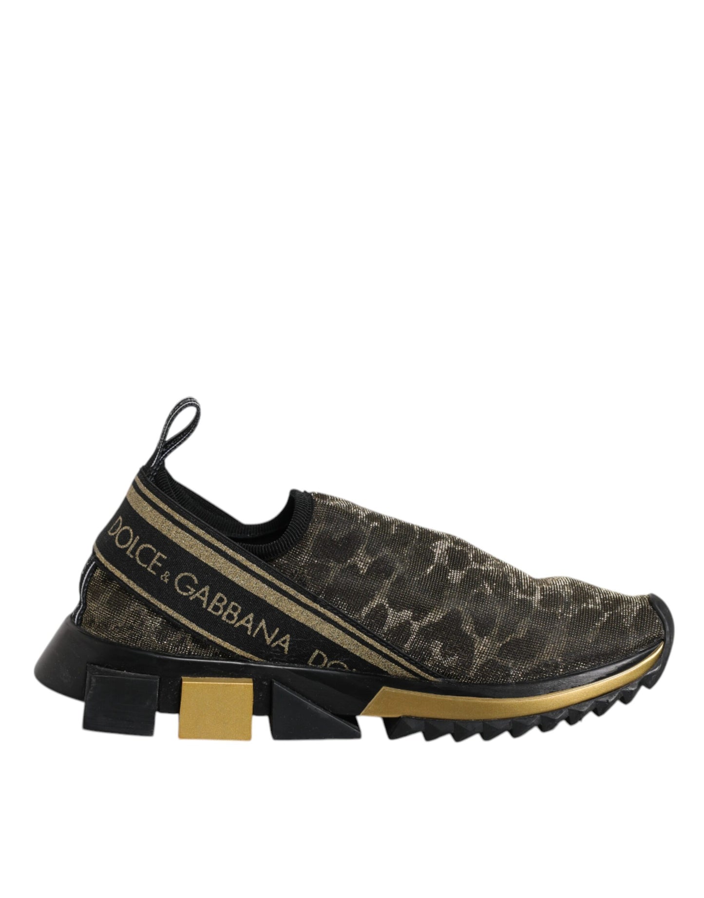 Dolce & Gabbana Gold Glitter Leopard Sorrento Sneakers Schuhe