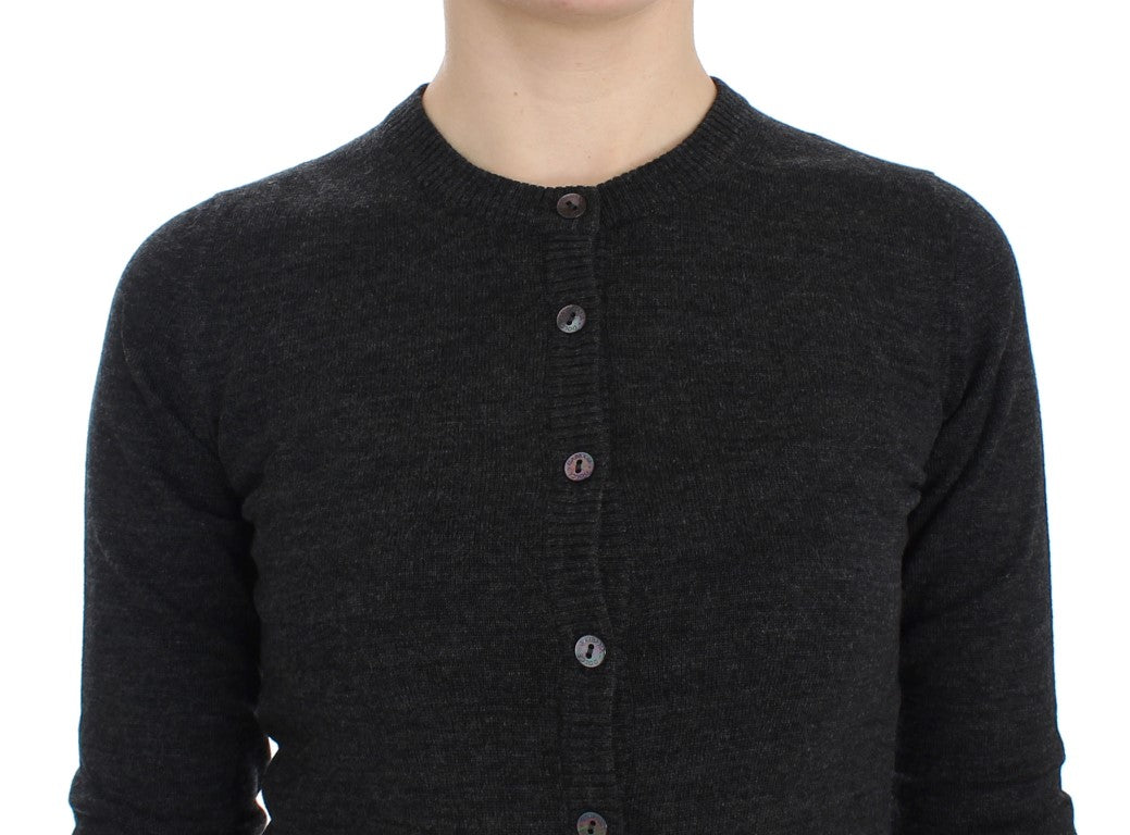 Dolce & Gabbana Grauer Wollpullover mit Knopfleiste