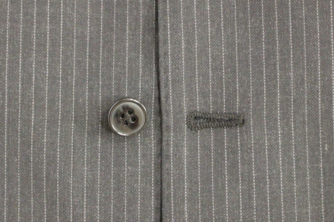 Dolce & Gabbana Graue gestreifte einreihige Wollweste