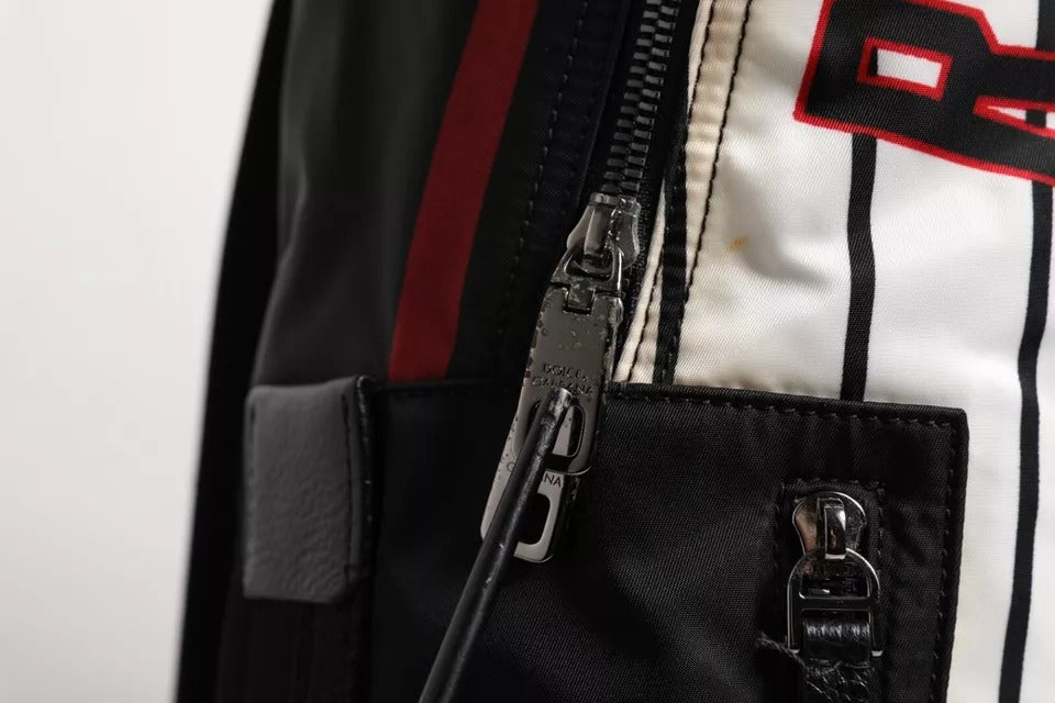 Dolce & Gabbana Schwarz Weiß Vulcano Royal King Print Männer Rucksack Tasche