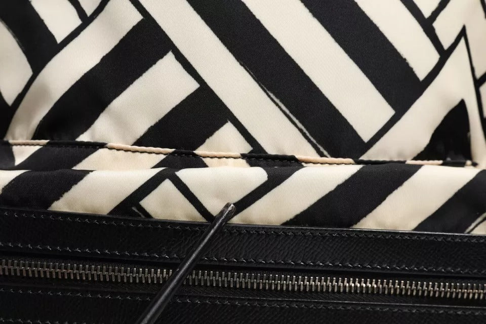 Dolce & Gabbana Schwarz Weiß Nylon Leder Travel Back Pack Tasche