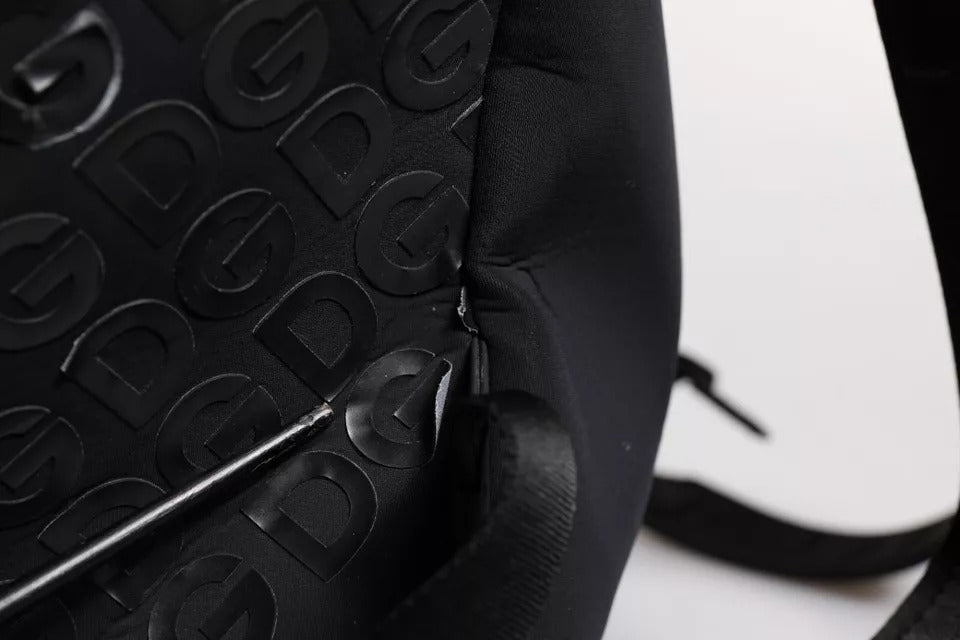 Dolce & Gabbana Schwarzer Neopren Nylon DG Logo Schulrucksack Tasche
