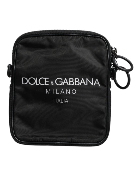 Dolce & Gabbana Schwarze Logo Print Scuba Crossbody Umhängetasche