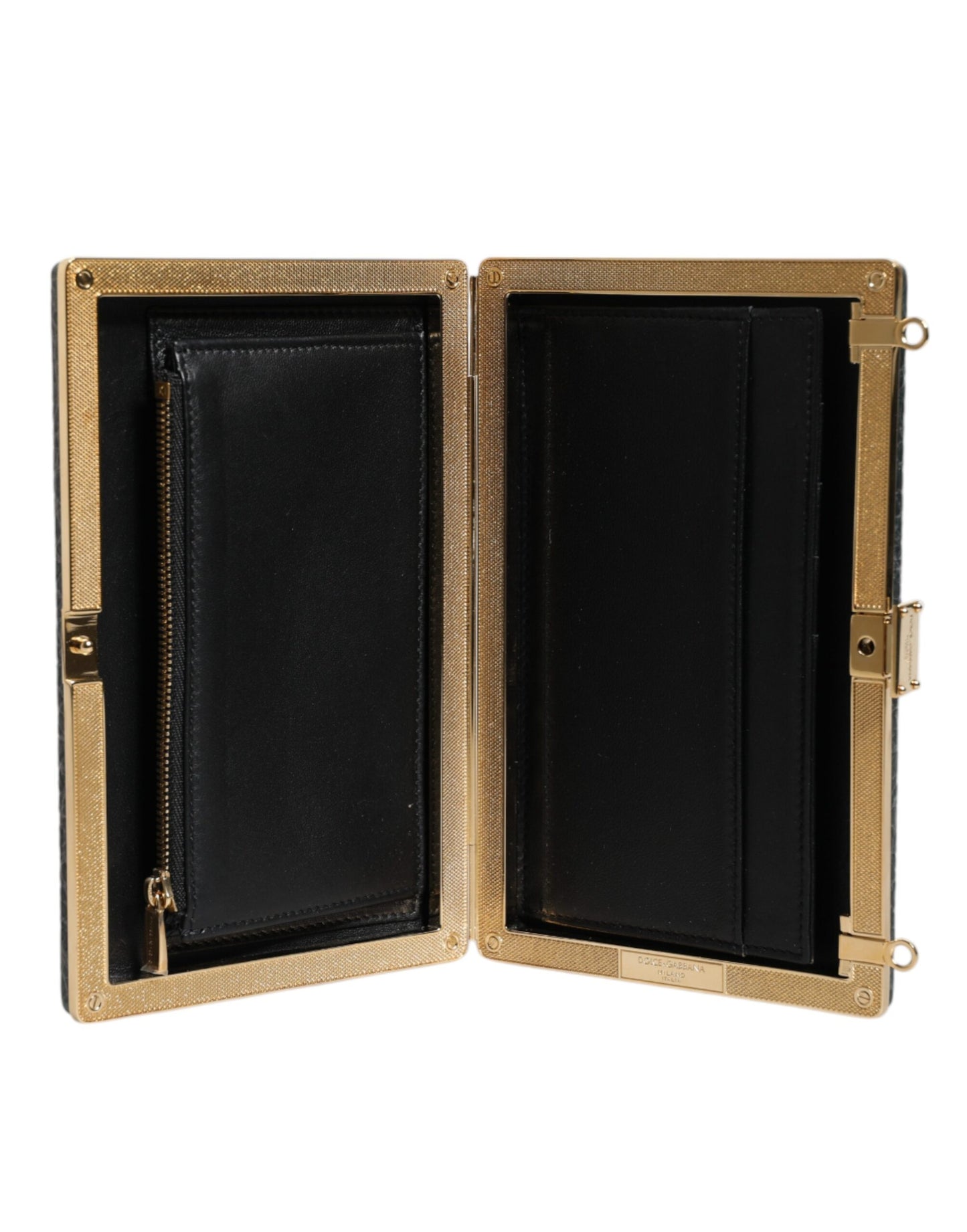 Dolce & Gabbana Schwarze Leder Clutch Abend Crossbody Tasche