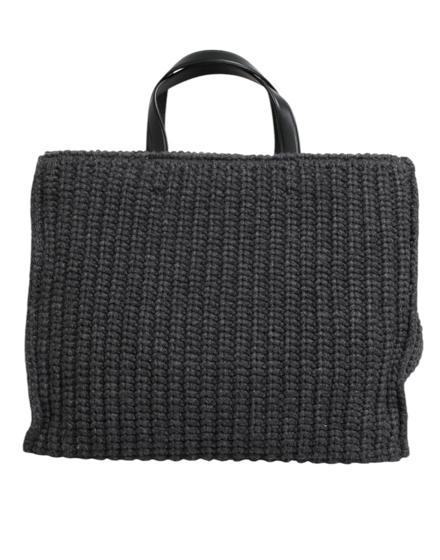 Dolce & Gabbana Schwarze, große, gestrickte Häkel-Schulter-Shopper DG Logo Tasche