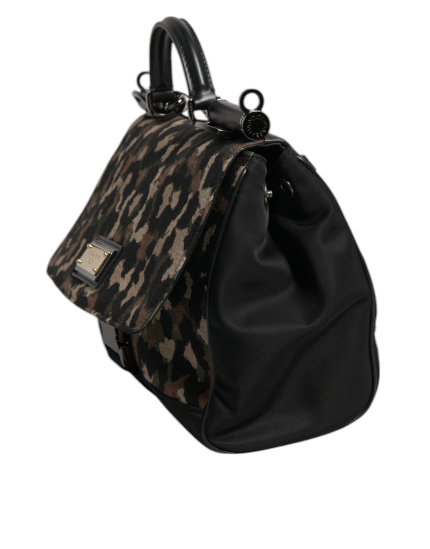 Dolce & Gabbana Braune Leopard Print Lacquard Nylon Sicily Tote Bag