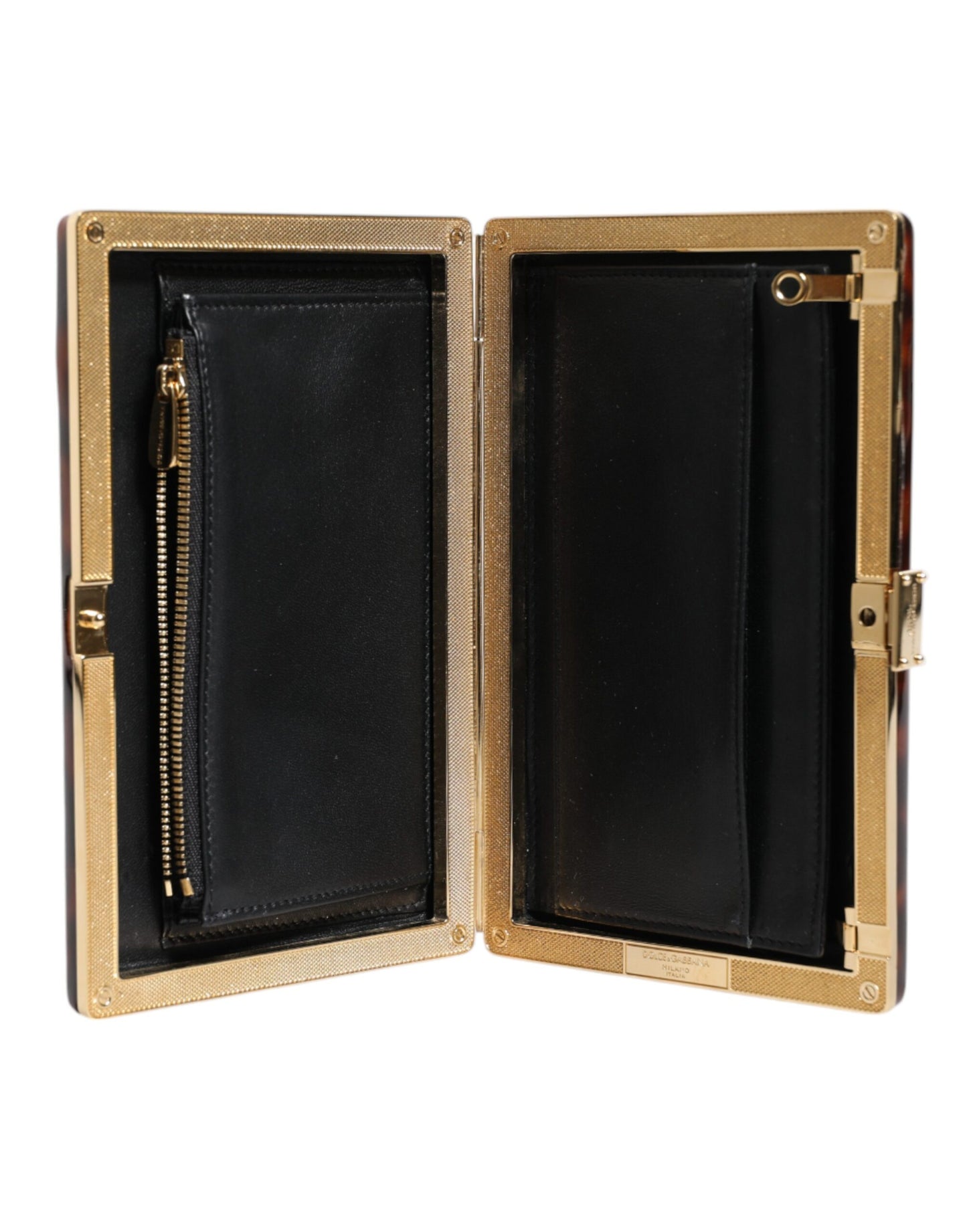 Dolce & Gabbana Braune Leder Clutch Abend Crossbody Tasche