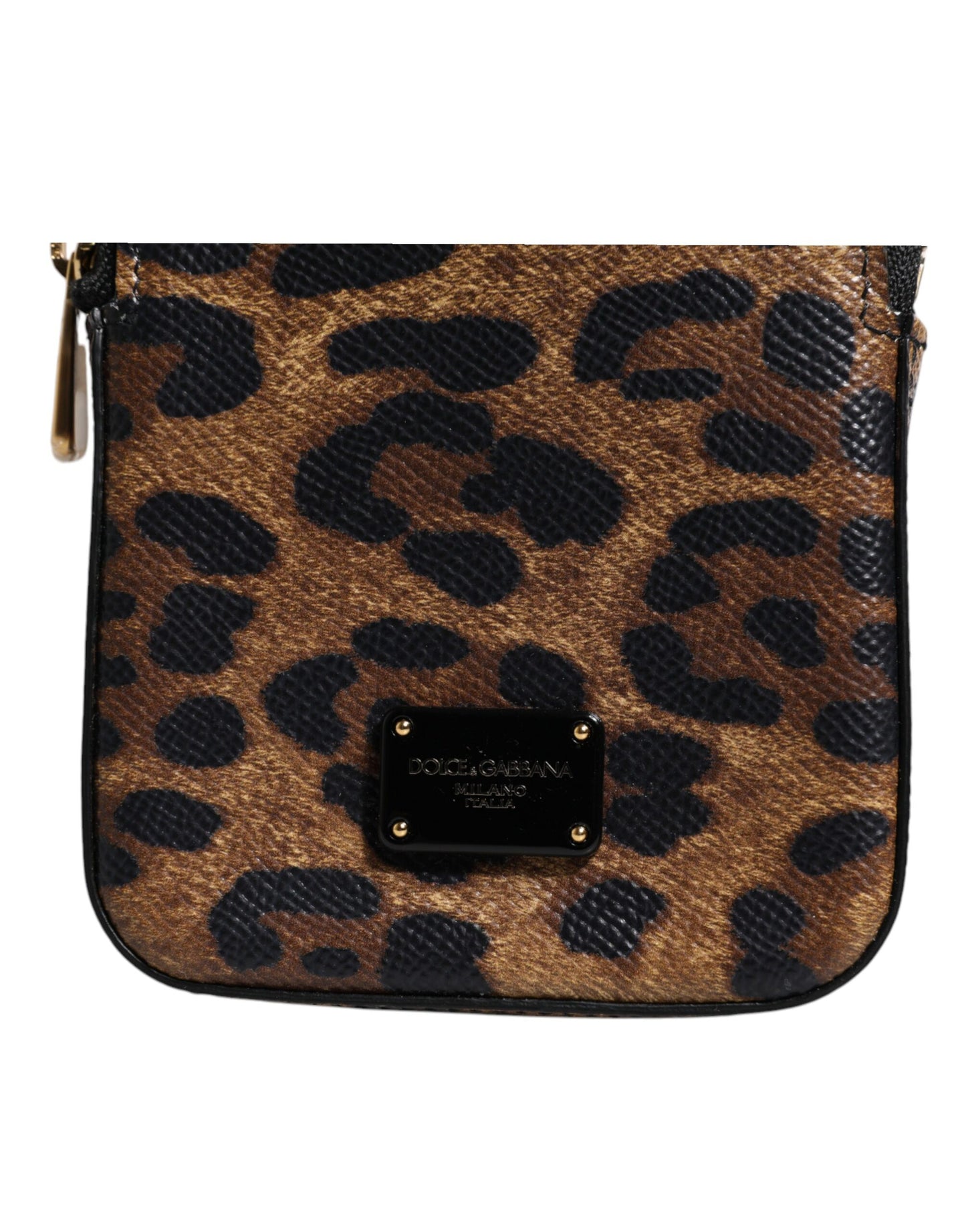 Dolce & Gabbana Braunes Leopardenmuster Dauphine Leder Brieftasche mit Reißverschluss