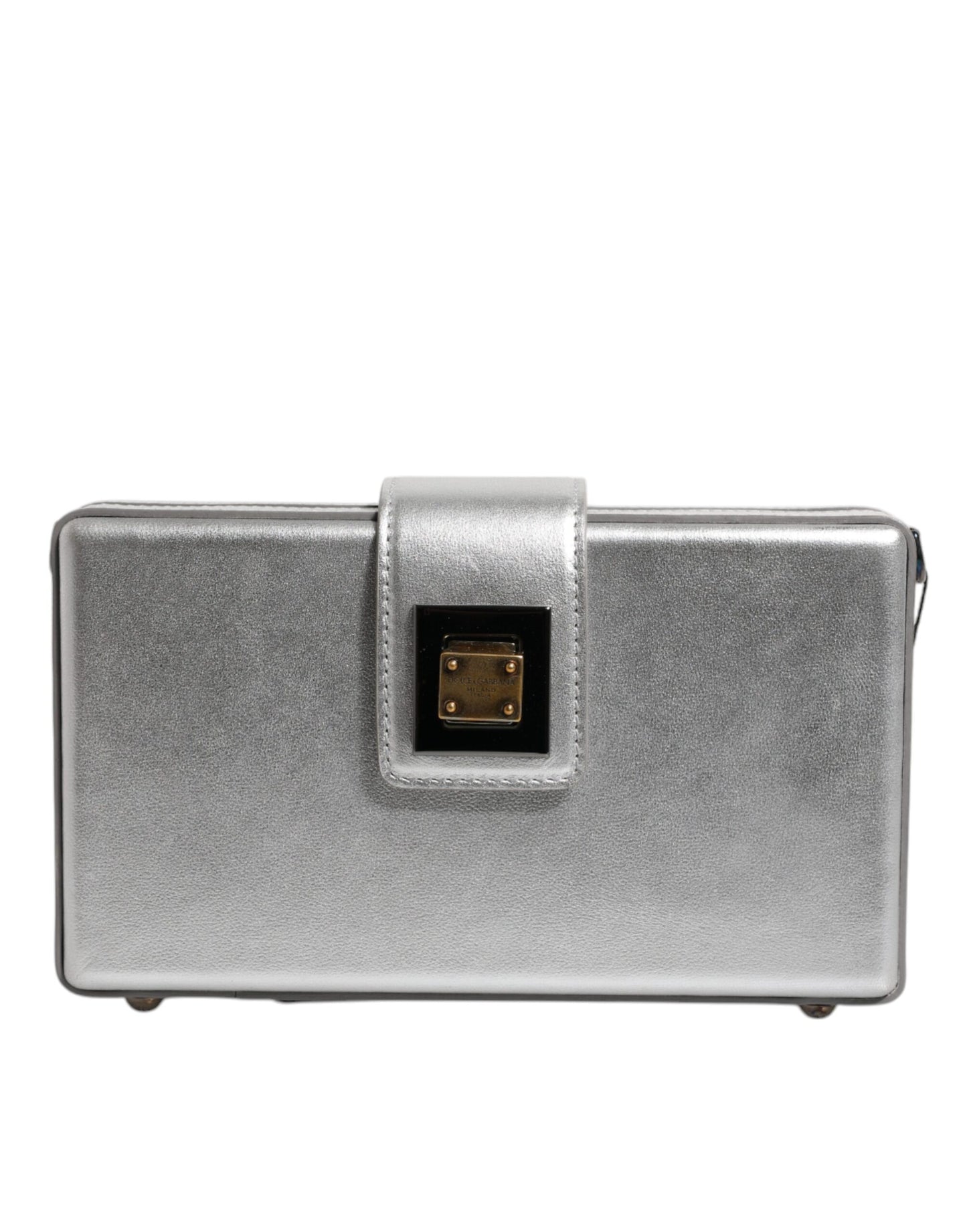 Dolce & Gabbana Metallic-Silber DG BOX Leder-Schulterriemen-Tasche