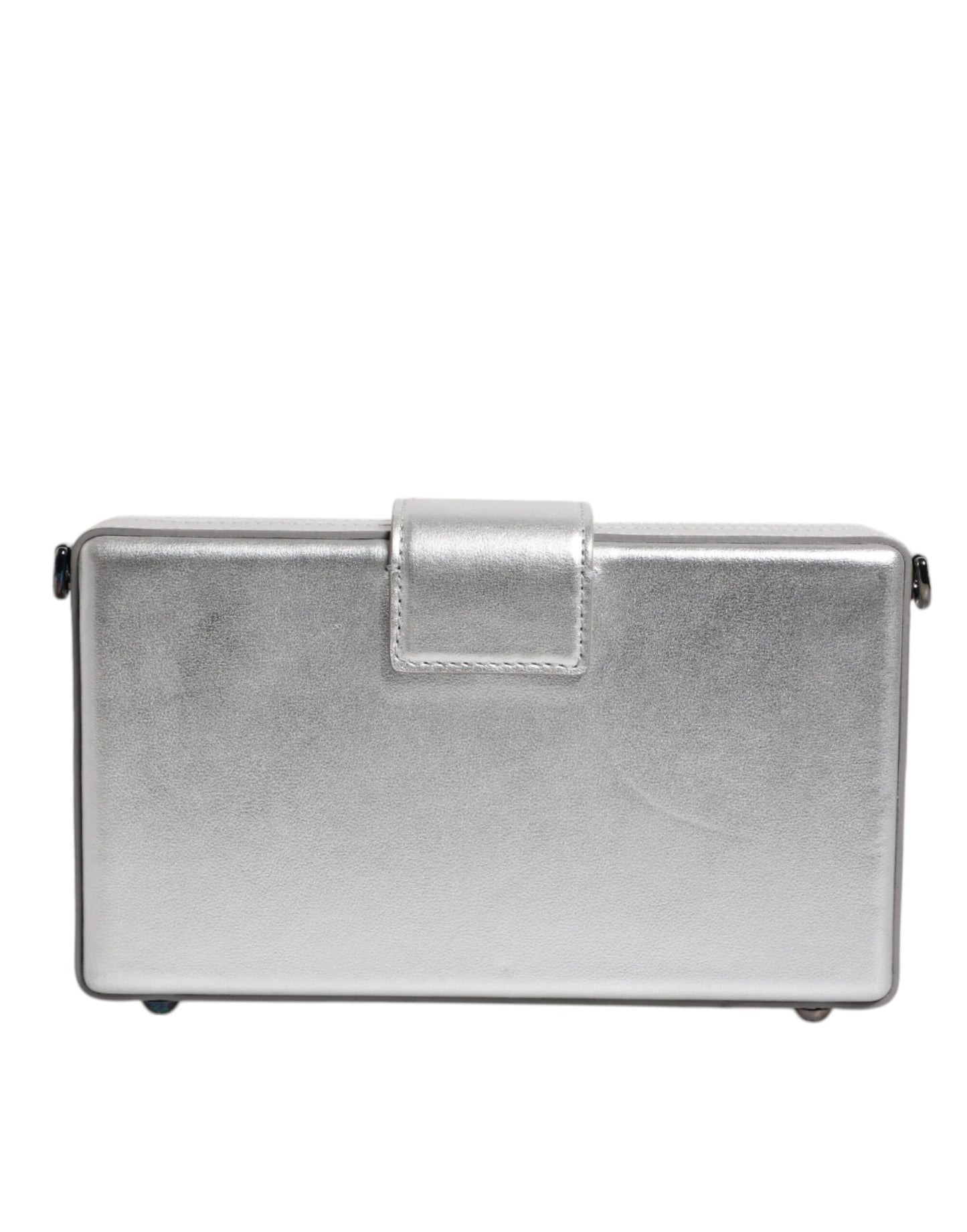 Dolce & Gabbana Metallic-Silber DG BOX Leder-Schulterriemen-Tasche