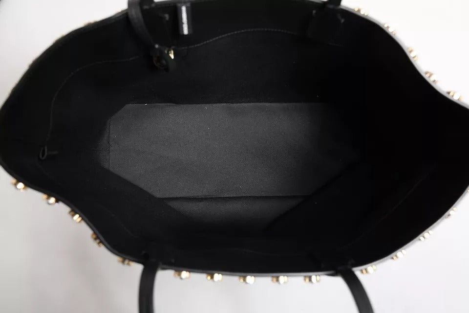 Dolce & Gabbana Schwarze Kristall-Leder Einkaufstasche für Frauen