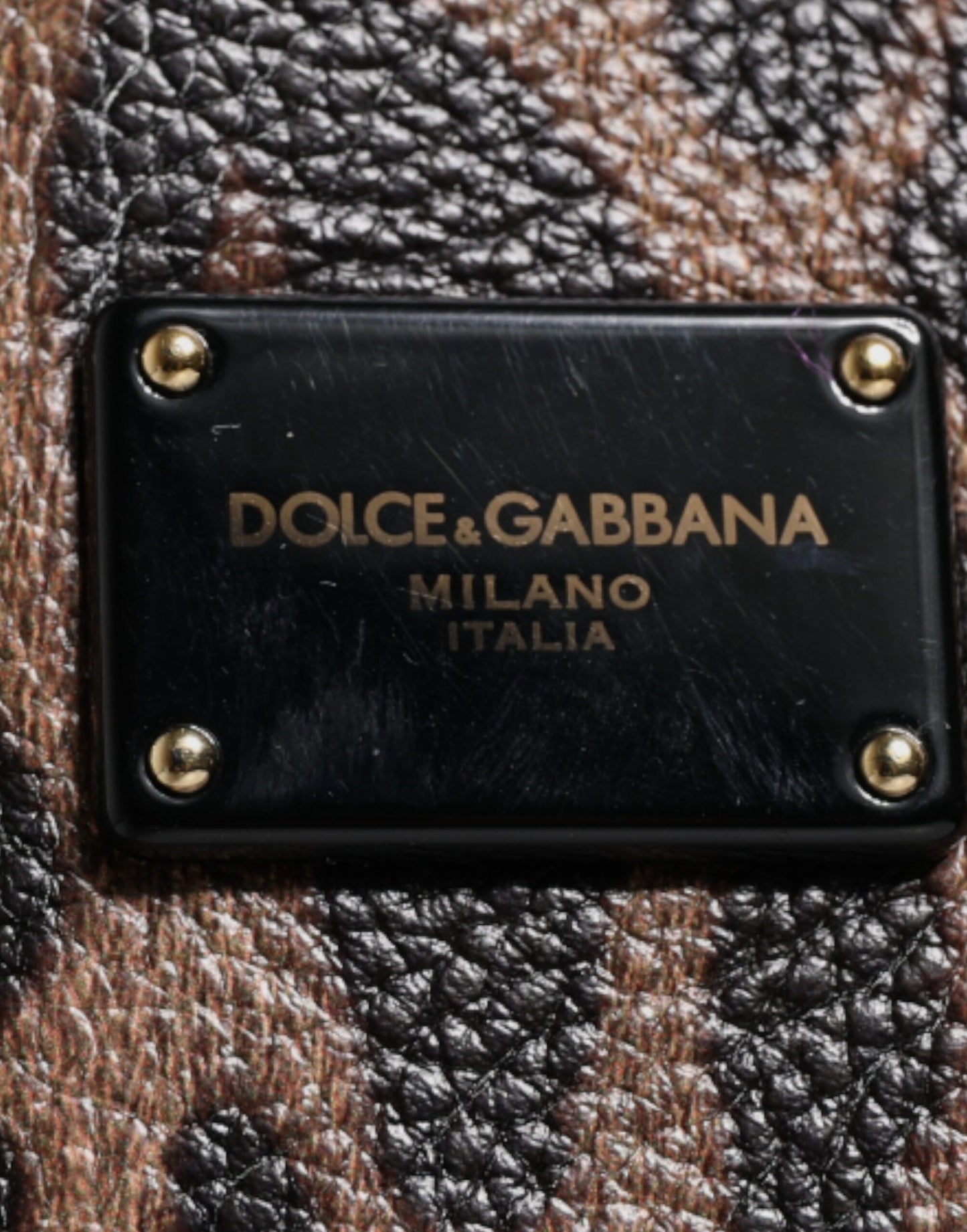 Dolce & Gabbana Braunes schwarzes Kalbsleder mit Leopardenmuster Umhängetasche
