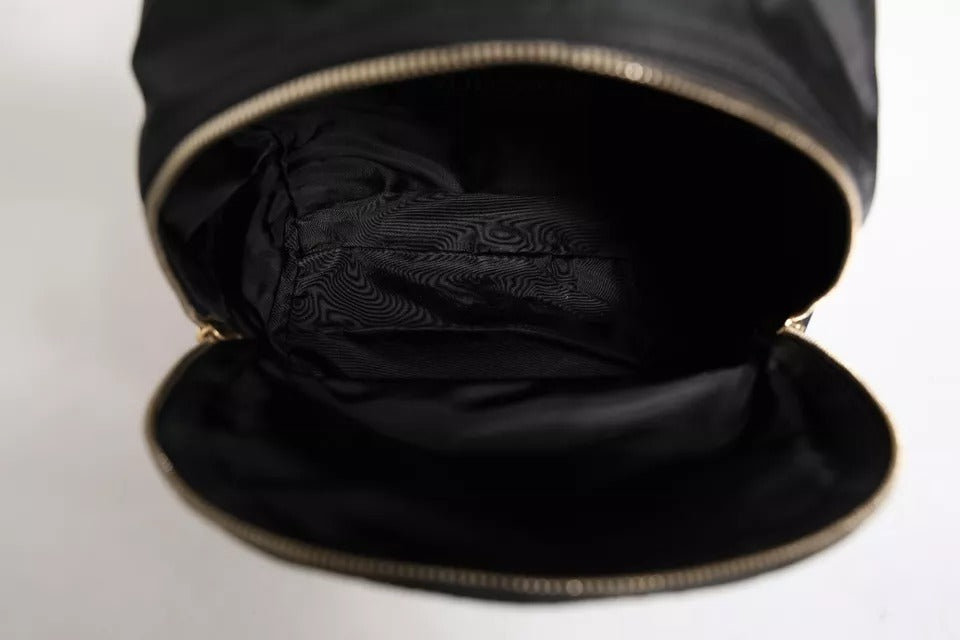 Dolce & Gabbana Schwarzes Nylon #DGFAMILY VULCANO verschönerte Rucksacktasche