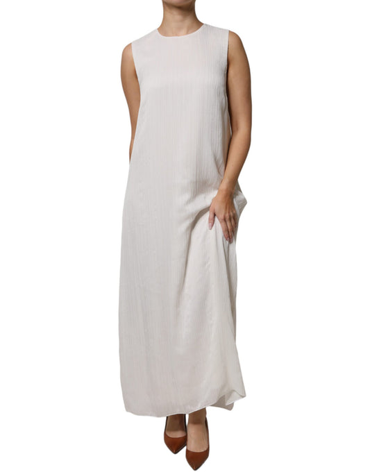 Peserico Weißes ärmelloses Rundhals-Shiftkleid Langes Maxikleid