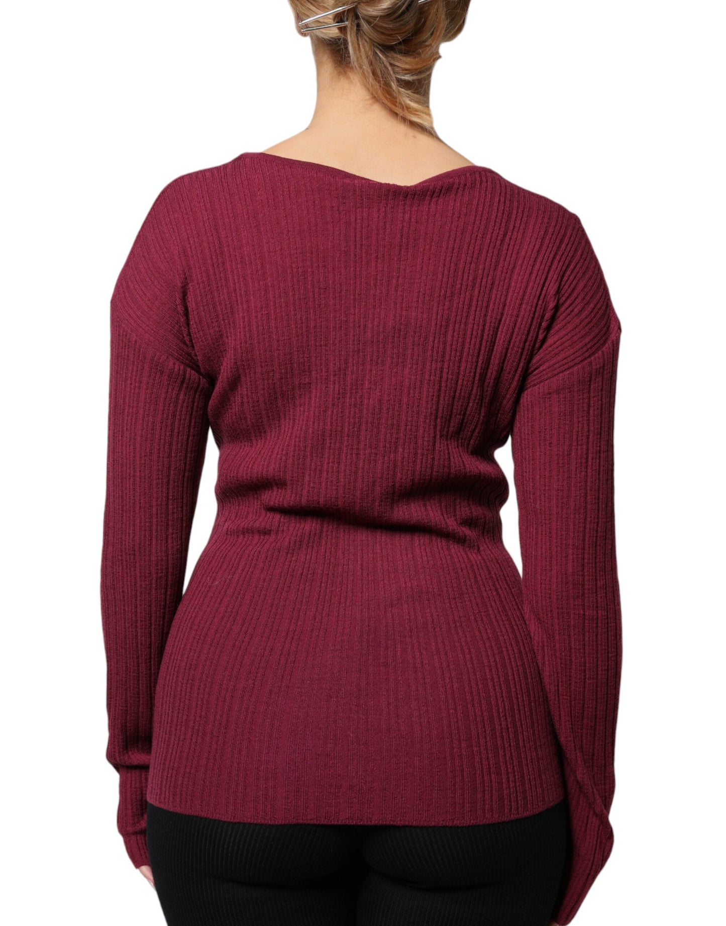 Roberto Cavalli Kastanienbrauner Pullover Schlüsselloch-Strickpullover