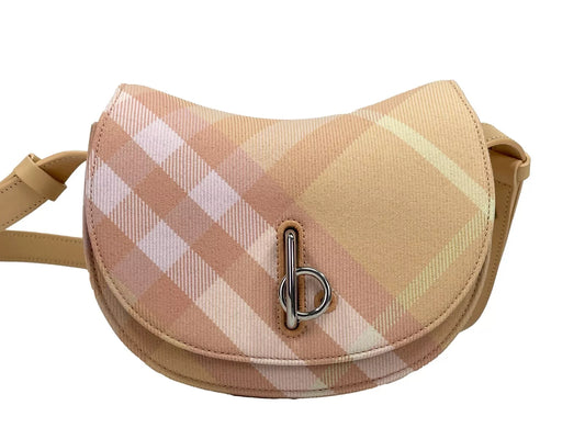 Burberry Mini Check Rocking Horse Crossbody Bag Geldbeutel Pfirsich