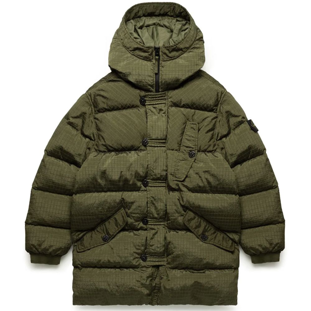 Stone Island Grüner Nylon Herren Parka