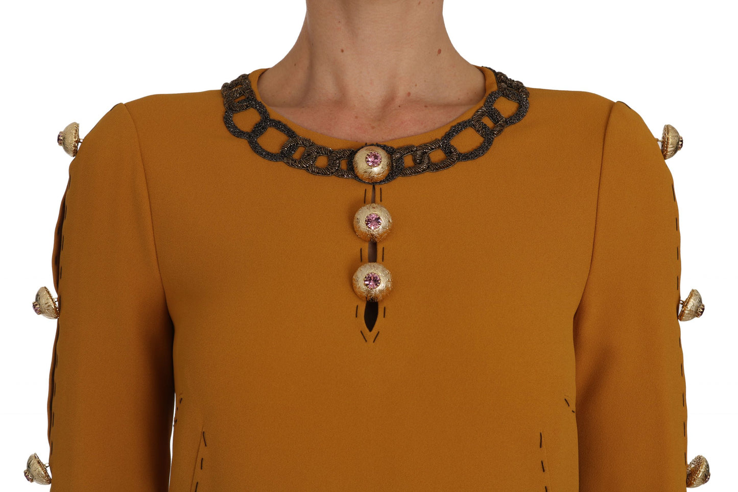 Dolce & Gabbana Braunes Mini-Kleid mit Kristallverzierung